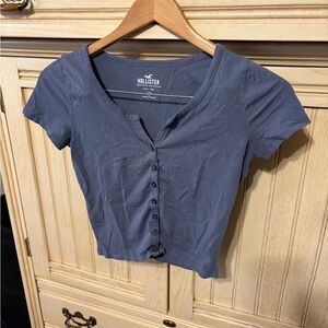 Hollister Women's Slate Blue Short Sleeve Top